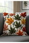 Punch Embroidery Pattern Digital Printed Autumn Themed 2-Piece Throw Pillow Cover in Orange Yellow Colors - 5