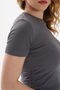 Women's Corded Fabric Transitional Crew Neck Trendy Midi Body-Hugging Stretchy Rib Knit Grey Dress %100 Cotton - 7