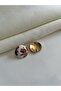 Flower Patterned Enamel Round Earrings - 3