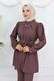 Chain Detailed Hijab Suit Dusty Rose 4767 - 2