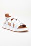 Women's Genuine Leather Cross Ankle Strap Casual Sandals - White - 4