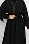 Collar Detailed Necklace Dress Black 4809 - 3