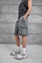 Men's Shorts Washed Smoked Oversize Cargo Pockets Loose Fit - 5