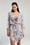 Women's Dressing Gown Bralet Bra and Shorts Set, 100% Viscose Fabric 3 Piece Suit - 2