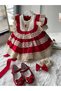 Baby Girl Red Vintage Mevlüt Dress + Buckle, Special Occasion Children's Evening Dress - 4