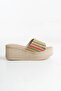 Jodie Wicker Look Thick Banded Hole Detailed Wedge Sole Slippers - 6