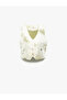 V-Neck Sleeveless Buttoned Tie-Dye Patterned Satin Vest - 4