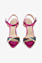 Fuchsia Metallic Ankle Strap Stoned Pointed Toe Women's Heeled Shoes - 3