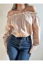 Vintage Off Shoulder, Elastic Waist, Crop, Period Shirt - 2