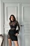 Women Black Mini Lace Dress Dpdf016 - 2