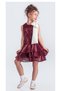 Collar Bow Sparkly Sequin Fabric Girls Evening Dress M00702 Bordo