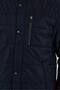 Men's Navy Blue Standard Fit Regular Cut Furry Stand Collar Snap Detail Zippered Winter Coat - 6