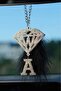 Silver Diamond & Silver Letter A & Black Feather Rearview Ornament