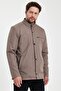 Classic Wind and Water Resistant Coat with Thick Fur Inside in Cream Color - 2