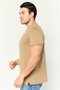 Men Crew Neck Short Sleeve Stripe T-Shirt, Beige - 4
