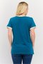 Women Crew Neck Short Sleeve Printed T-Shirt, Teal Blue - 3