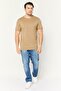 Men Crew Neck Short Sleeve Stripe T-Shirt, Beige - 7