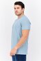 Men Crew Neck Short Sleeves Textured T-Shirt, Stone Blue - 3