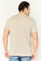 Men Crew Neck Short Sleeve Stripe T-Shirt, Beige - 3
