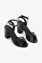 Black Ankle Strap Thick Heeled Evening Dress Shoes - 2