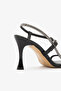Black Ankle Strap Stone Women's Evening Dress Shoes - 5