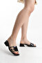 Women's Blunt Toe 3 Buckle Black Patent Leather Helmes Slippers - 6