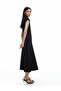 Crepe Scuba Fabric Slim Fit Lightweight Stand Collar Sleeveless Midi Length Dress - 3