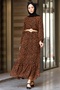 Leopard Patterned Chiffon Dress - Brown