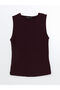 Plum Crew Neck Textured Women's Undershirt - 5