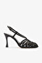Black Ankle Strap Shiny Lattice Women's Evening Dress Shoes
