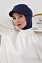 Four Seasons Detachable Hijab Bonnet with Visor, Navy Blue, B-82O - 5