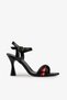 Black Ankle Strap Stone Pointed Toe Women's Heeled Shoes