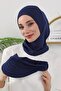 Four Seasons Detachable Hijab Bonnet with Visor, Navy Blue, B-82O - 7