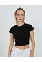 Women's Black Crop Fitted T-Shirt