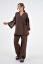 Women's Coffee Sleeves Sequin Sequins Embroidered Linen Kimono Jacket and Pants Bottom/Top Set 21061 - 6