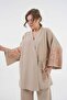 Women's Mink Sleeves Sequin Embroidered Linen Kimono Jacket and Pants Bottom/Top Set 21061 - 5