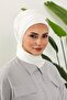 Stylish Ready-To-Wear Turban with Metal Accessories, Ecru, Ht-94 - 4