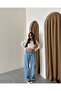 Beige Perforated Low-Cut Long Sleeve Women's Blouse - 7