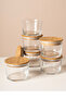 Vetro - 6-Piece Wooden Vacuum Lid Glass Storage Container 220 cc