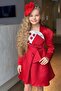 Girls' Square Neck, Chest Panel, Floral Asymmetrical Red Dress - 2