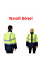 Reflective Highlighter Zipper Coat with Pockets Hooded Coat Parka Yellow Navy Blue Coat Worker Parka. - 5