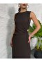 Brown Buckle Detailed Dress - 2