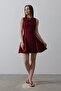 Bow Detail Zero Sleeve Mini Dress - Burgundy