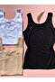 Women's Modal Fabric Thick Strap Extra Piping Box Packaged 3-Piece Black, Tan, White Sports Tank Top