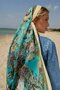Petrol Color Painting Patterned Cotton Silk Shawl