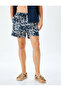 Oversize Waist Lace-Up Leaf Patterned Swim Shorts with Pocket Detail - 3