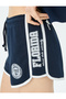College Embroidered Mini Shorts with Lace-Up Waistband - 5