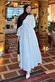 Embossed Patterned Hijab Dress White 1002-1 - 3