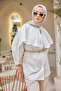 Women's puff sleeve double collar shirt white - 3