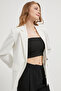 Women's Office Style Double Breasted Lapel Blazer White Jacket - 2